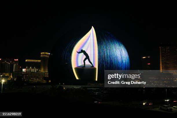 Sphere lights up for the first time in celebration of Independence Day on July 04, 2023 in Las Vegas, Nevada. The 366-foot-tall, 516-foot-wide venue,...