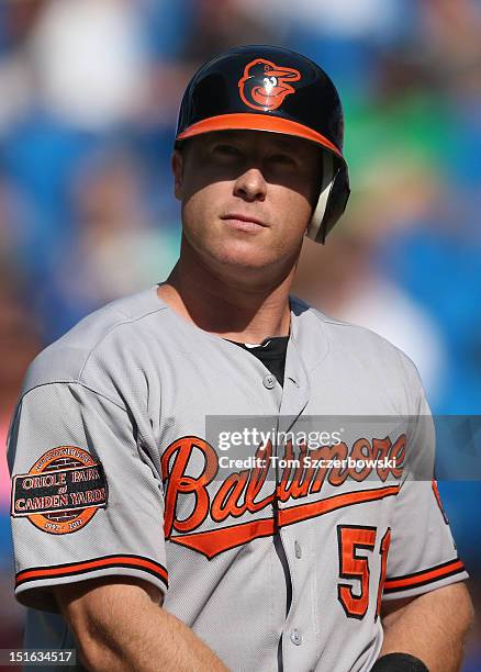 Lew Ford of the Baltimore Orioles during MLB game action against the Toronto Blue Jays on September 3, 2012 at Rogers Centre in Toronto, Ontario,...