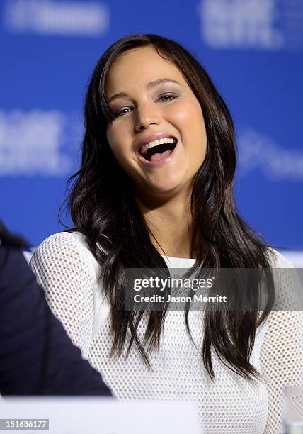 Actress Jennifer Lawrence speaks onstage at "Silver Linings Playbook" Press Conference during the 2012 Toronto International Film Festival at TIFF...