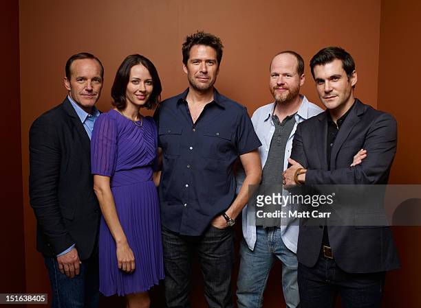 Actors Clark Gregg, Amy Acker, Alexis Denisof, writer/director Joss Whedon and actor Sean Maher of "Much Ado About Nothing" pose at the Guess...