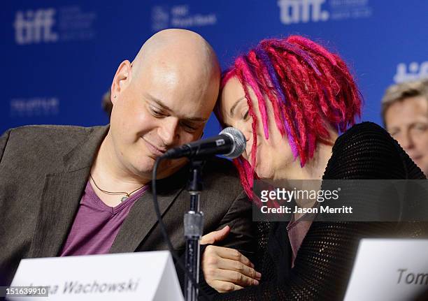Directors Andy Wachowski and Lana Wachowski speak onstage at the "Cloud Atlas" Press Conference during the 2012 Toronto International Film Festival...