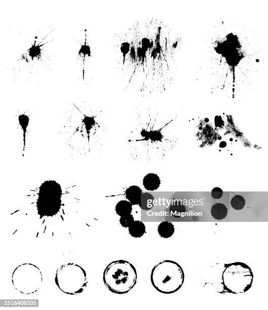 cup and mug stains and blots, brush and blot - coffee splash stock illustrations