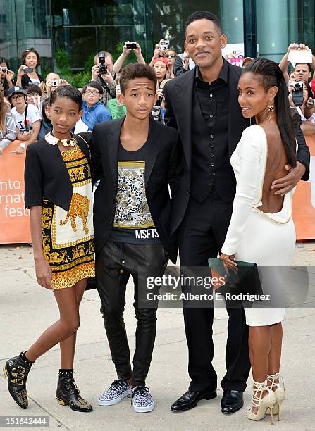 Willow Smith, Jaden Smith, actor Will Smith and actress Jada Pinkett Smith attend the "Free Angela & All Political Prisoners" premiere during the...