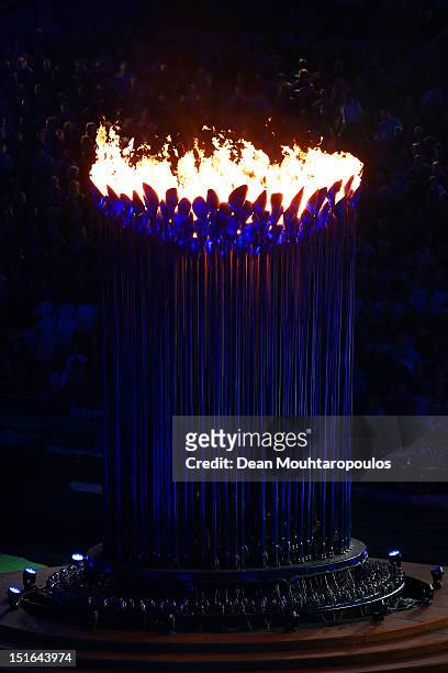 The Paralympic cauldron flame burns during the closing ceremony on day 11 of the London 2012 Paralympic Games at Olympic Stadium on September 9, 2012...
