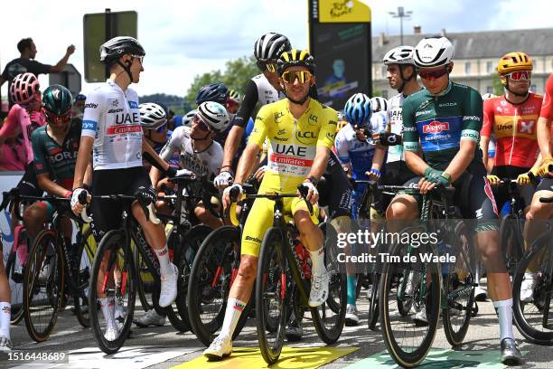 Tadej Pogacar of Slovenia and UAE Team Emirates - White best young jersey, Marc Soler of Spain and UAE Team Emirates, Adam Yates of United Kingdom...