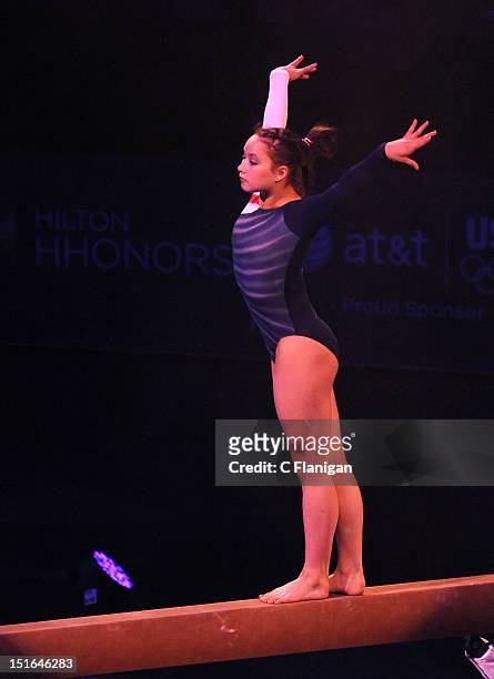 Team Gymnast Alicia Sacramone performs during the Kellogg's Tour of Gymnastics Champions sponsored by Hilton Honors and Procter & Gamble at HP...