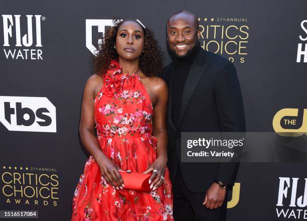 Issa Rae and Louis Diame at the 27th Annual Critics Choice Awards held at the The Fairmont Century Plaza Hotel on March 13, 2022 in Century City,...