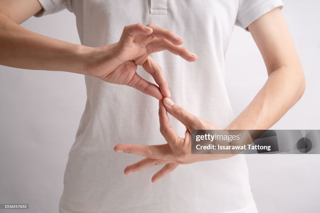 International day of Sign Languages poster hands making symbol Connect. isolated on white background