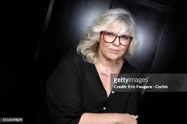 Tv host Laurence Boccolini poses during a portrait session in Paris, France on .