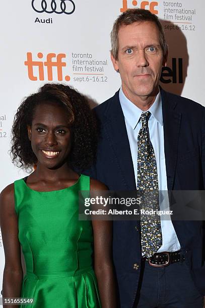 Actors Xzannjah Matsi and Hugh Laurie attend the "Mr. Pip" premiere during the 2012 Toronto International Film Festival at Winter Garden Theatre on...