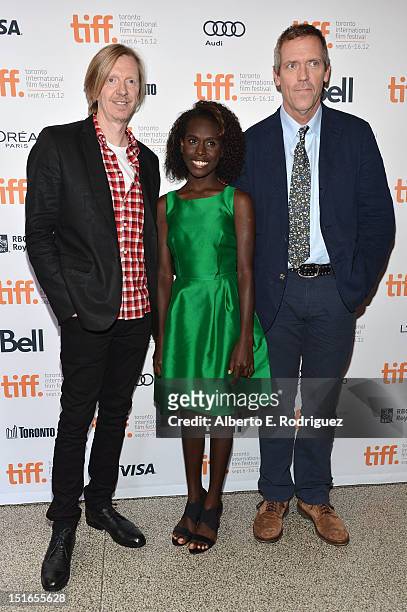 Director Andrew Adamson and actors Xzannjah Matsi and Hugh Laurie attend the "Mr. Pip" premiere during the 2012 Toronto International Film Festival...