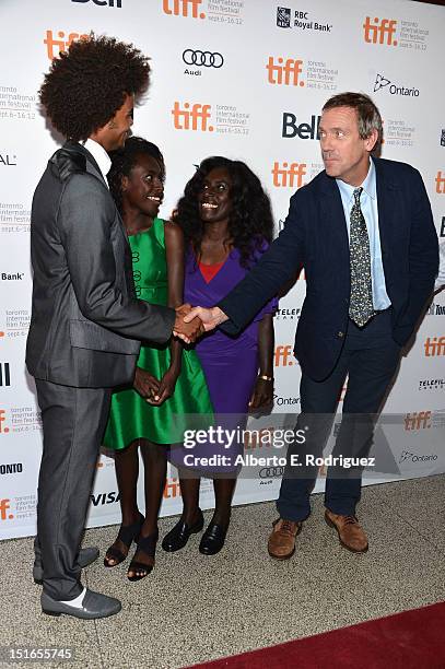 Actors Eka Darville, Healesville Joel, Xzannjah Matsi and Hugh Laurie at the "Mr. Pip" premiere during the 2012 Toronto International Film Festival...