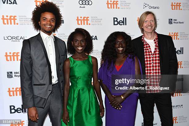 Actors Eka Darville, Healesville Joel, Xzannjah Matsi and director Andrew Adamson attend the "Mr. Pip" premiere during the 2012 Toronto International...