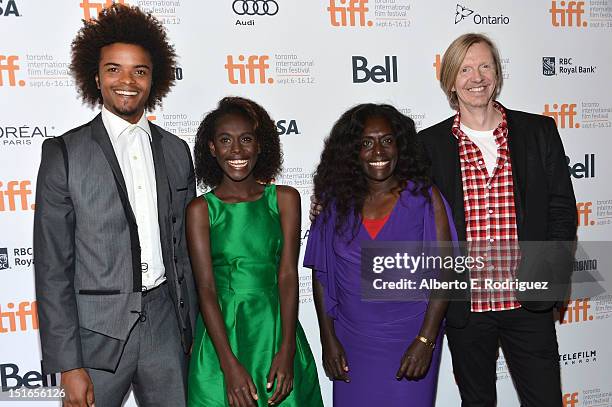 Actors Eka Darville, Healesville Joel, Xzannjah Matsi and director Andrew Adamson attend the "Mr. Pip" premiere during the 2012 Toronto International...