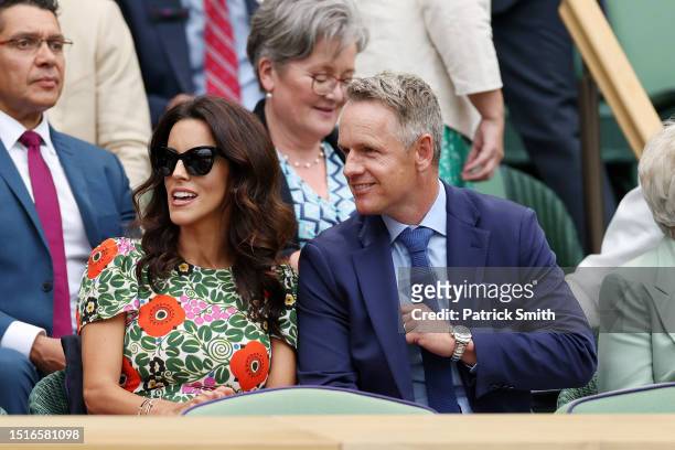 English golfer, Luke Donald looks on with wife, Diane Antonopoulos prior to the Women's Singles second round match between Daria Kasatkina and Jodie...