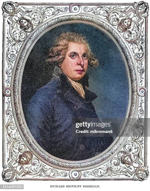 portrait of richard brinsley butler sheridan (30 october 1751 – 7 july 1816) anglo-irish playwright, writer and whig politician who sat in the british house of commons - house of commons stock pictures, royalty-free photos & images