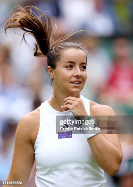 Jodie Burrage of Great Britain looks on against Daria Kasatkina in the Women's Singles second round match during day three of The Championships...