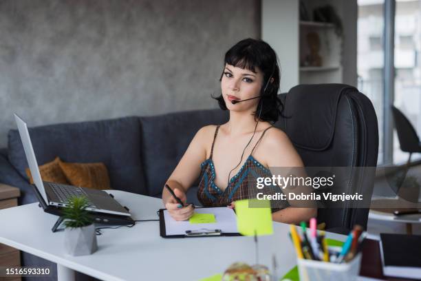 young woman working from home - girl power stickers stock pictures, royalty-free photos & images