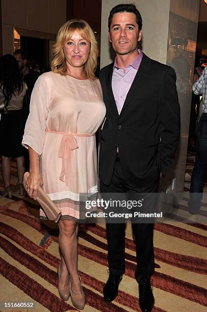 Actor Yannick Bisson and wife Chantal Craig attend Rising Stars: Walk The Red Carpet Hello! Hollywood Party during the 2012 Toronto International...