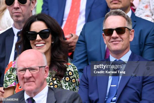 Diane Antonopoulos and Luke Donald attend day three of the Wimbledon Tennis Championships at All England Lawn Tennis and Croquet Club on July 05,...