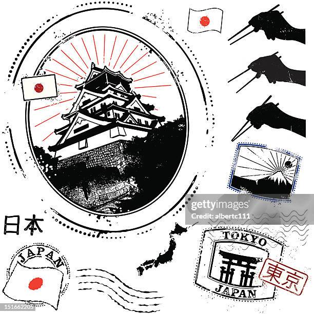 japansese super-san - osaka castle stock illustrations