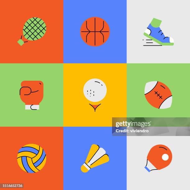 sport icon set. editable stroke. pixel perfect. - sport set competition round stock illustrations