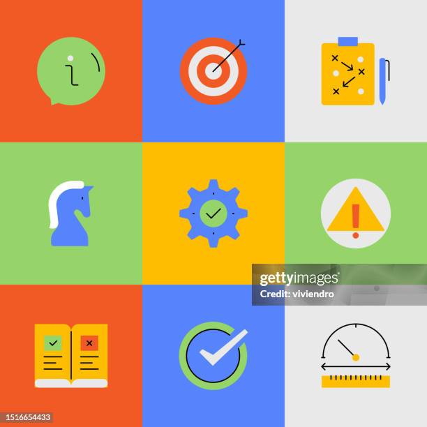 assessment icon set. editable stroke. pixel perfect. - person checking inventory stock illustrations
