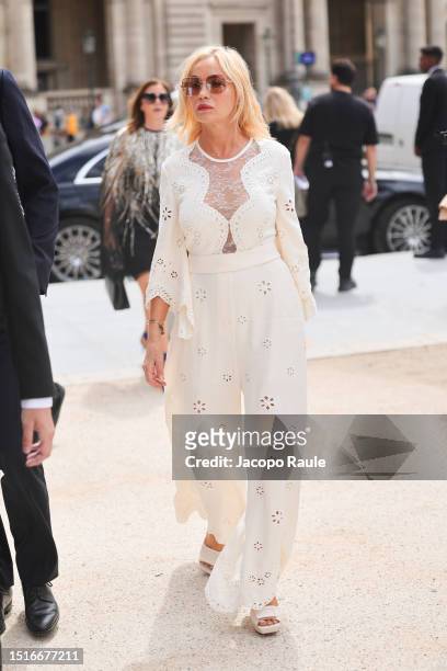 Emmanuelle Béart attends the Elie Saab Haute Couture Fall/Winter 2023/2024 show as part of Paris Fashion Week on July 05, 2023 in Paris, France.