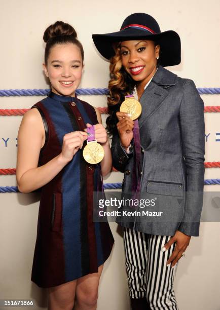Hailee Steinfeld and Sanya Richards Ross backstage during Tommy Hilfiger Presents Spring 2013 Women's Collection at Highline Ballroom on September 9,...