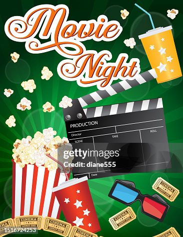 Movie Night Colorful Popcorn Invitation Template Movie Night Colorful Popcorn Invitation Template