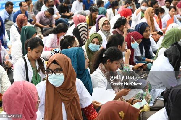 Postgraduate Private Trainee Doctors Association held a mass hunger strike demanding a minimum allowance of 50 thousand Taka and regular mass hunger...