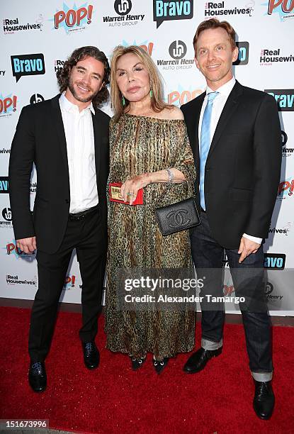 Nate Green, Elsa Patton and Darren Ward attend The Real Housewives of Miami Season 2 VIP Launch Party at The Forge Restaurant on September 9, 2012 in...