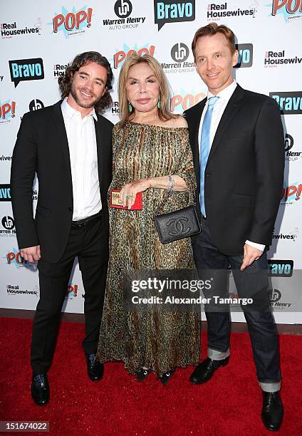 Nate Green, Elsa Patton and Darren Ward attend The Real Housewives of Miami Season 2 VIP Launch Party at The Forge Restaurant on September 9, 2012 in...