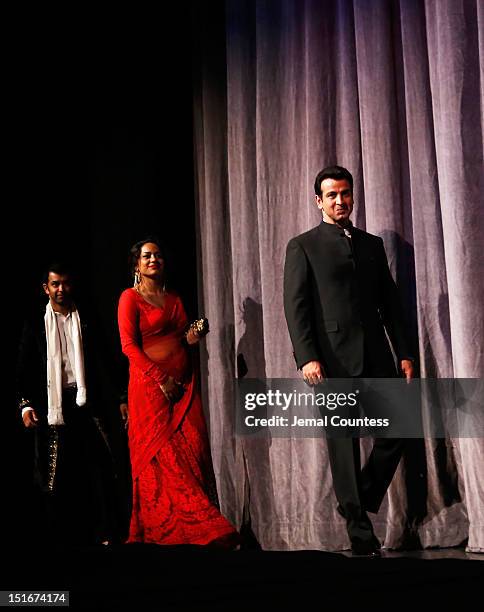 Actors Zaib Shaikh, Shahana Goswami, and Ronit Roy arrive at the "Midnight's Children" Premiere at the 2012 Toronto International Film Festival at...