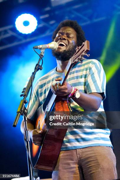 Michael Kiwanuka performs on stage at Bestival at Robin Hill Country Park on September 9, 2012 in Newport, United Kingdom.