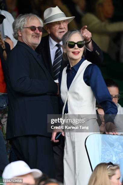 Simon Curtis and Elizabeth McGovern attend day three of the Wimbledon Tennis Championships at All England Lawn Tennis and Croquet Club on July 05,...