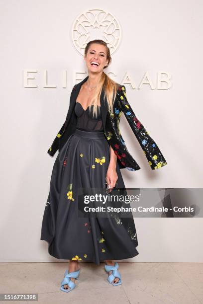 Sveva Alviti attends the Elie Saab Haute Couture Fall/Winter 2023/2024 show as part of Paris Fashion Week on July 05, 2023 in Paris, France.