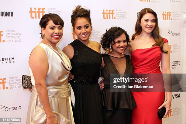 Actors Deborah Mailman, Jessica Mauboy, Miranda Tapsell and Shari Sebbens attend "The Sapphires" premiere during the 2012 Toronto International Film...