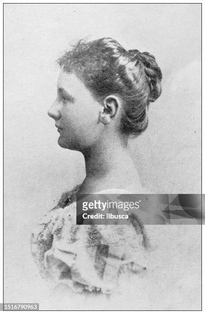 antique image from british magazine: queen wilhelmina of holland, 18 years old - 1890s stock illustrations