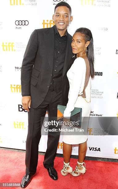 Will Smith and Jada Pinkett Smith arrive at "Free Angela & All Political Prisoners" premiere during the 2012 Toronto International Film Festival held...