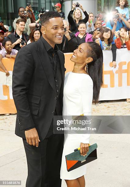 Will Smith and Jada Pinkett Smith arrive at "Free Angela & All Political Prisoners" premiere during the 2012 Toronto International Film Festival held...