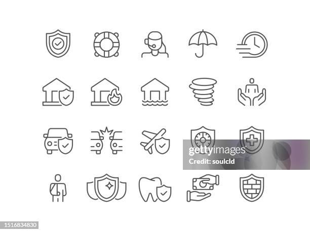 ilustraciones, imágenes clip art, dibujos animados e iconos de stock de iconos de seguros - plane crash vector