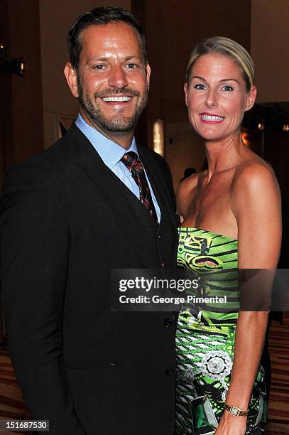 Jennifer Bassett and guest attend Rising Stars: Walk The Red Carpet Hello! Hollywood Party during the 2012 Toronto International Film Festival at the...