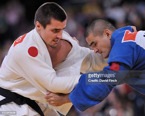 Anatoly Shevchenko of Russia and Yuji Kato of Japan are both completely blind as indicated by the 2 large red dots on their judo kit. In this match...