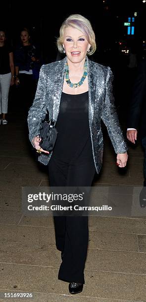 Joan Rivers is seen around Lincoln Center during Spring 2013 Mercedes-Benz Fashion Week on September 9, 2012 in New York City.