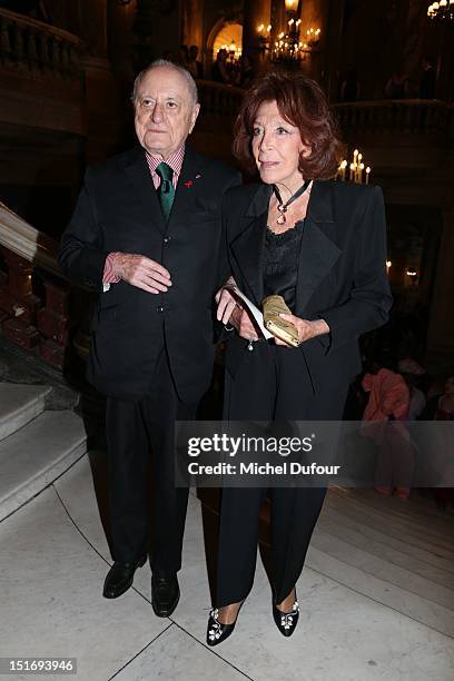 Pierre Berge and Charlotte Aillaud attend the George Michael Performing For Symphonica to the benefit of the French Sidaction-Arrivals at palais...