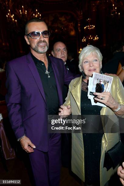 George Michael and Line Renaud attend the 'Symphonia' George Michael Concert in Benefit of Sidaction at the Opera Garnier - Arrivals on September 9,...