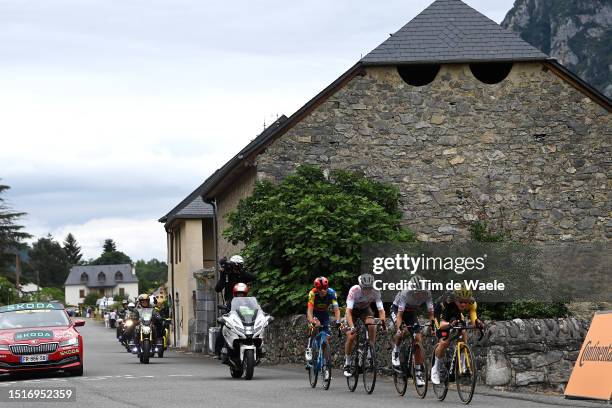 Giulio Ciccone of Italy and Team Lidl-Trek, Felix Gall of Austria and Ag2R Citroën Team, Emanuel Buchmann of Germany and Team BORA-Hansgrohe and...