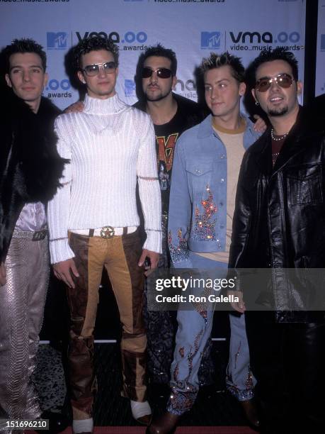 Pop group NSYNC: JC Chasez, Justin Timberlake, Joey Fatone, Lance Bass and Chris Kirkpatrick attend the 17th Annual MTV Video Music Awards on...