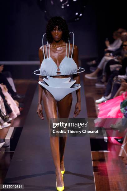 Model walks the runway during the Viktor & Rolf Haute Couture Fall/Winter 2023/2024 show as part of Paris Fashion Week on July 05, 2023 in Paris,...